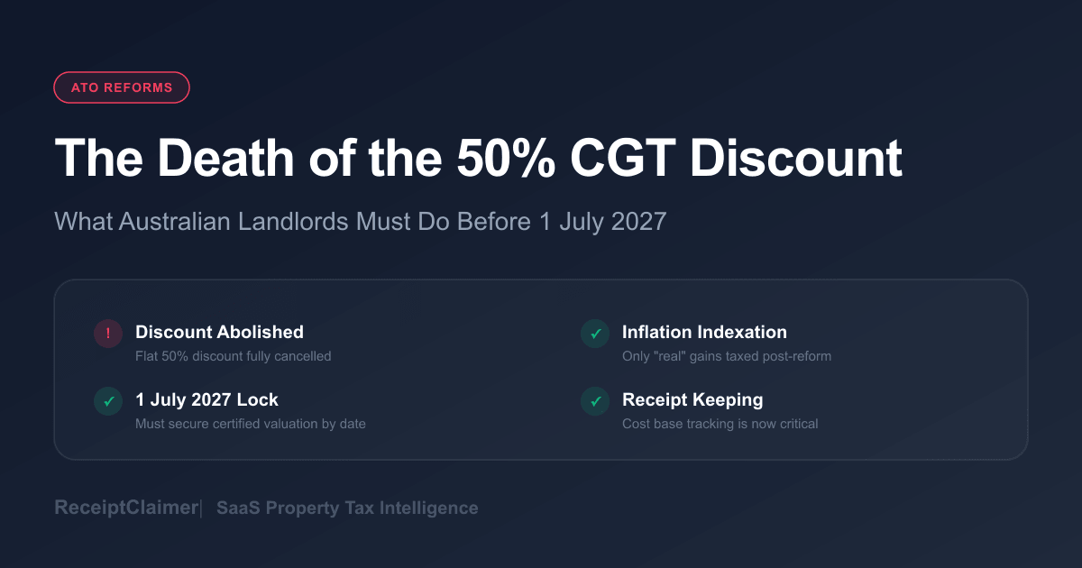 The Death of the 50% CGT Discount: What Landlords Must Do Before 1 July 2027